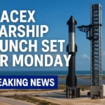 SpaceX Starship Launch illustration showing rocket liftoff and stage separation