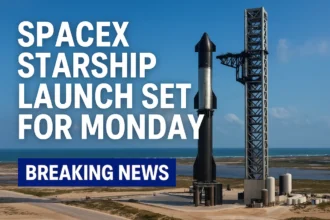 SpaceX Starship Launch illustration showing rocket liftoff and stage separation